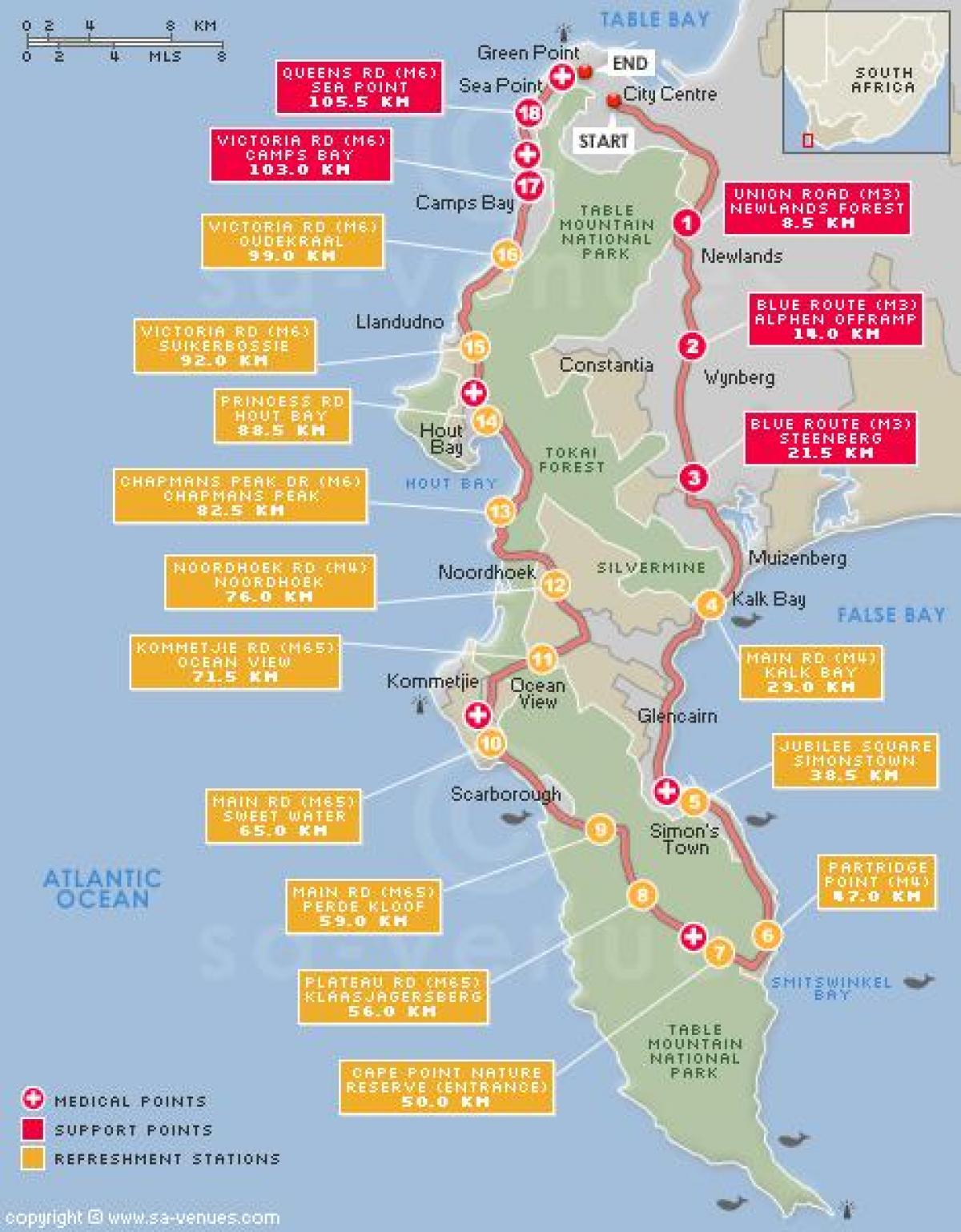 mapa cape argus ibilbidea