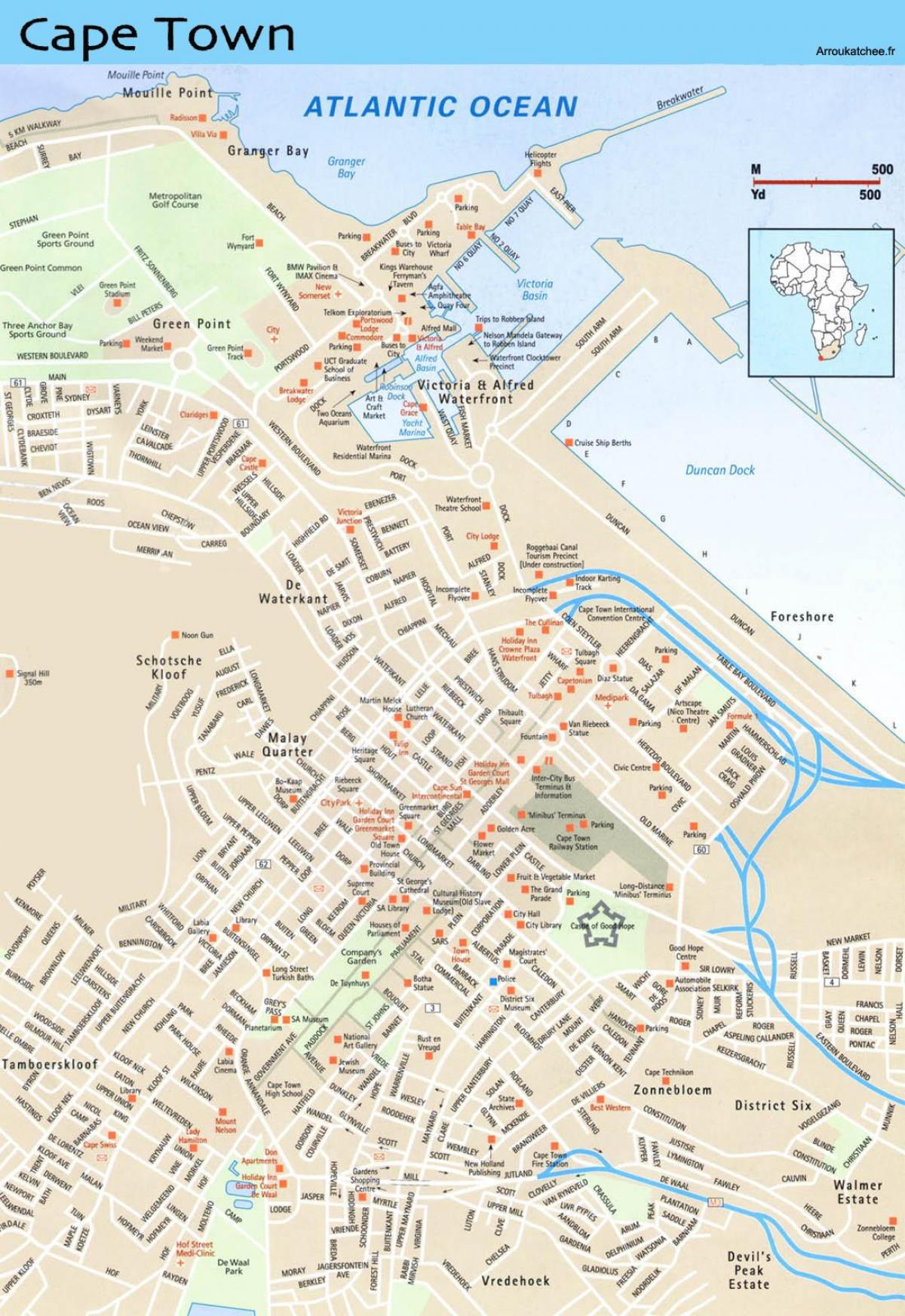kale-mapa Cape Town hegoafrikan