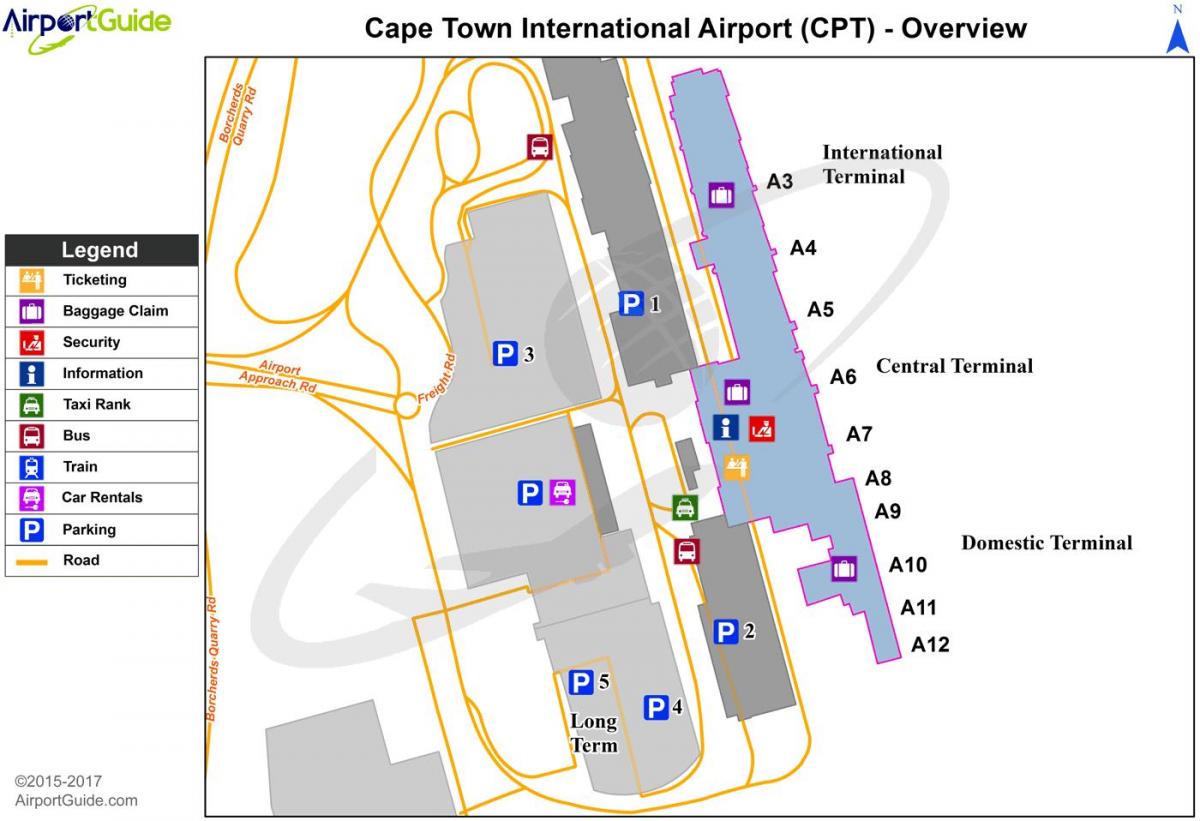 Cape Town nazioarteko aireportuko mapa