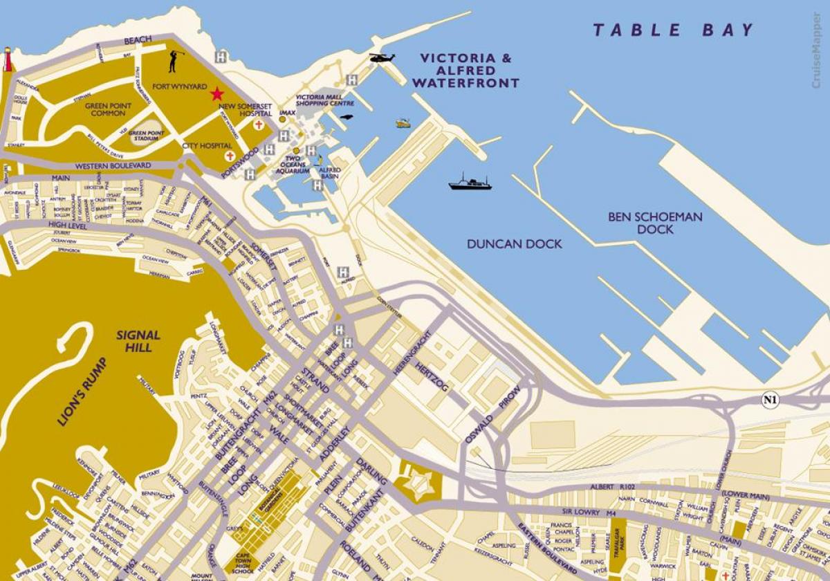 mapa Cape Town gurutzaldi-terminal