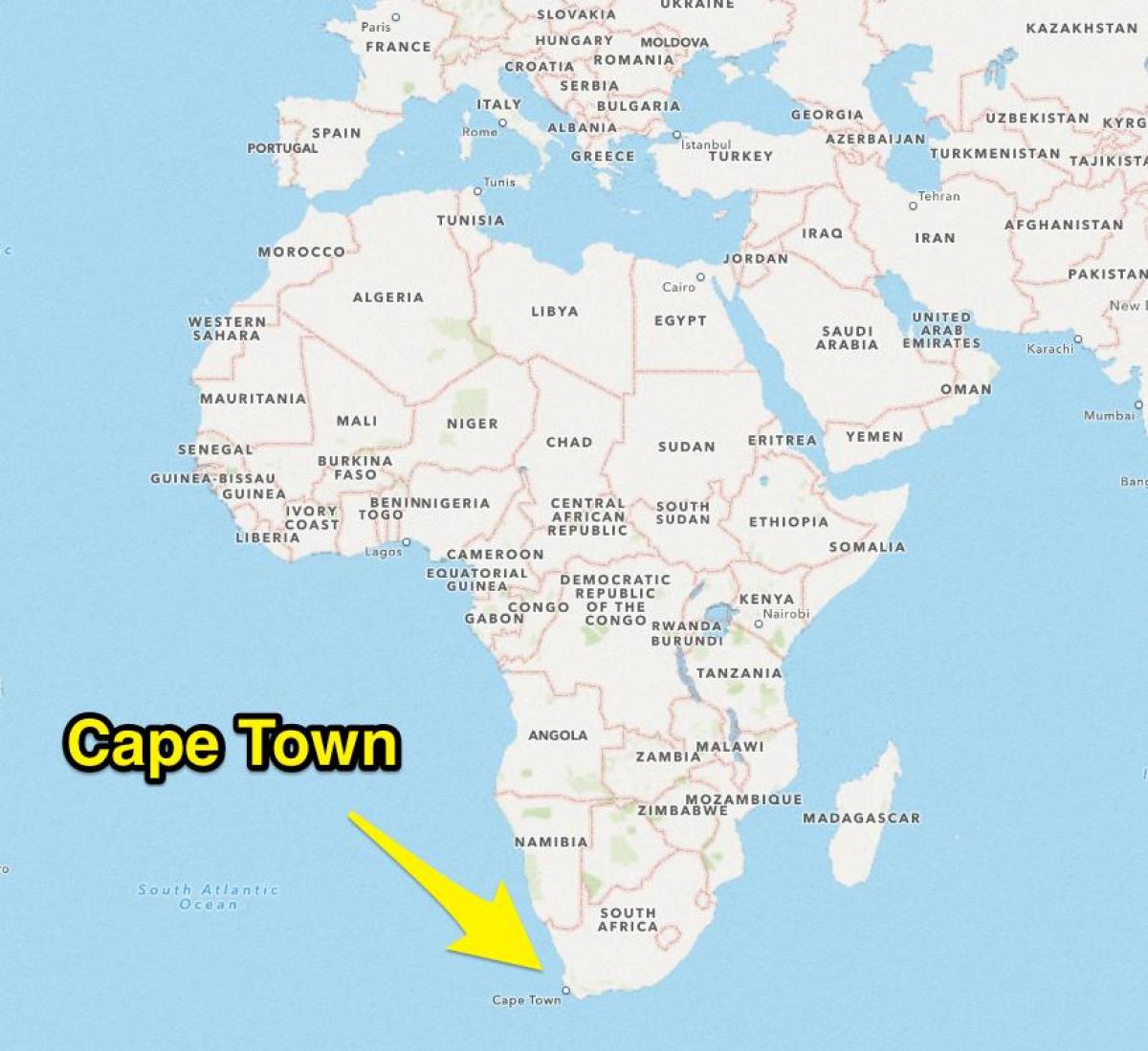 Cape Town hiriko mapa hegoafrikan