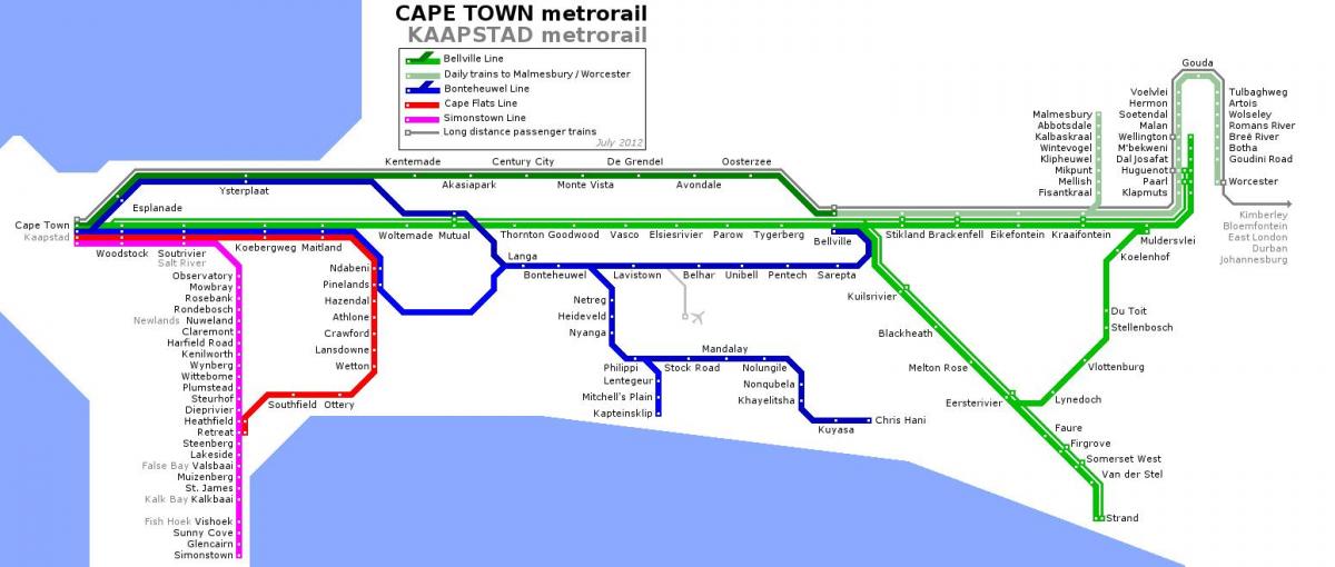 Cape Town metro mapa