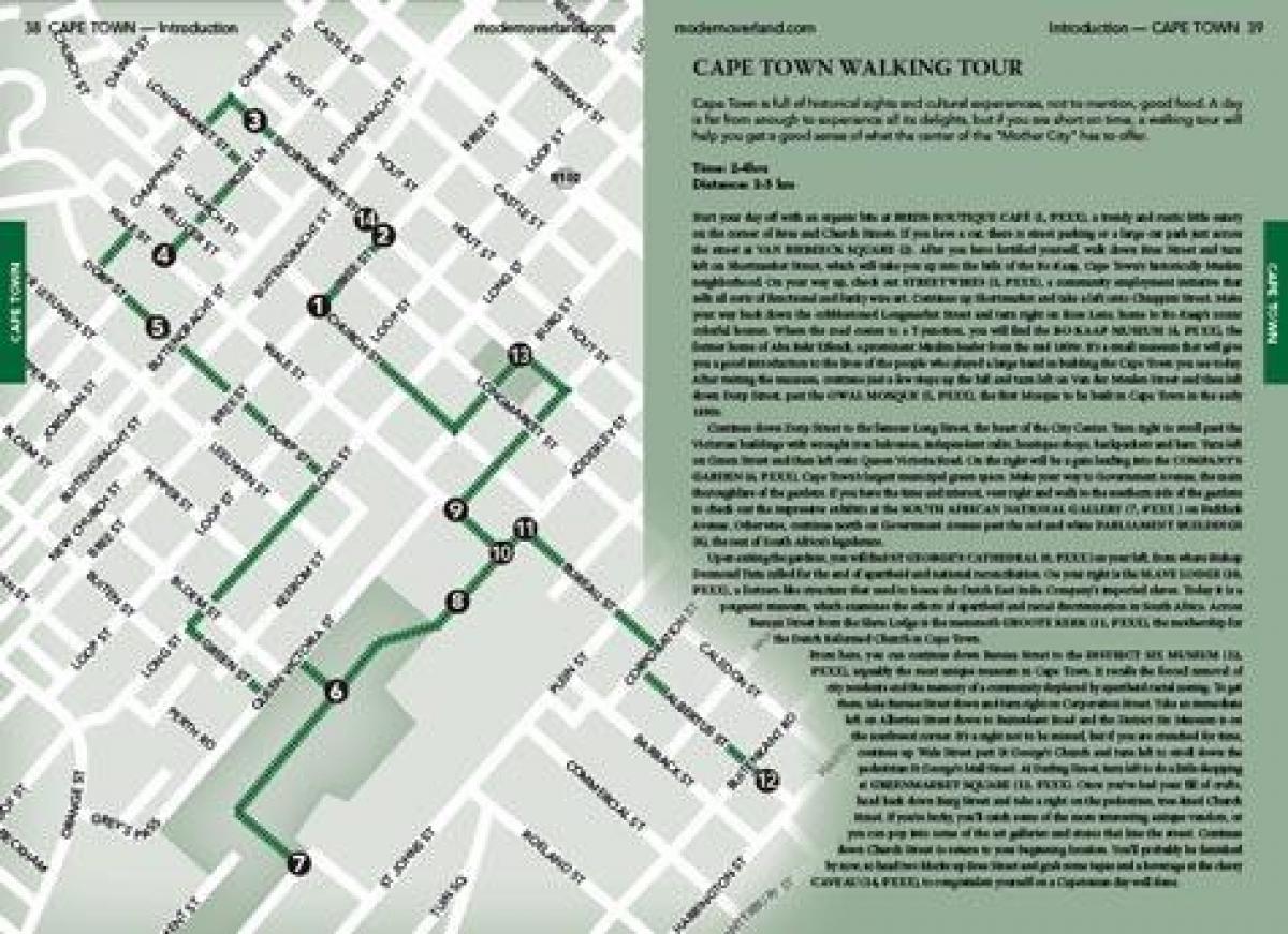 Cape Town walking tour mapa