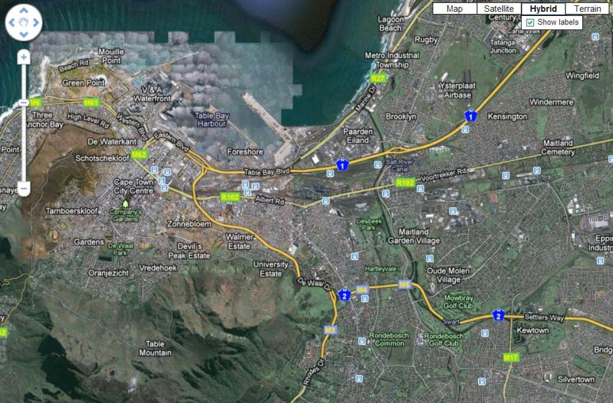 mapa Cape Town satelite