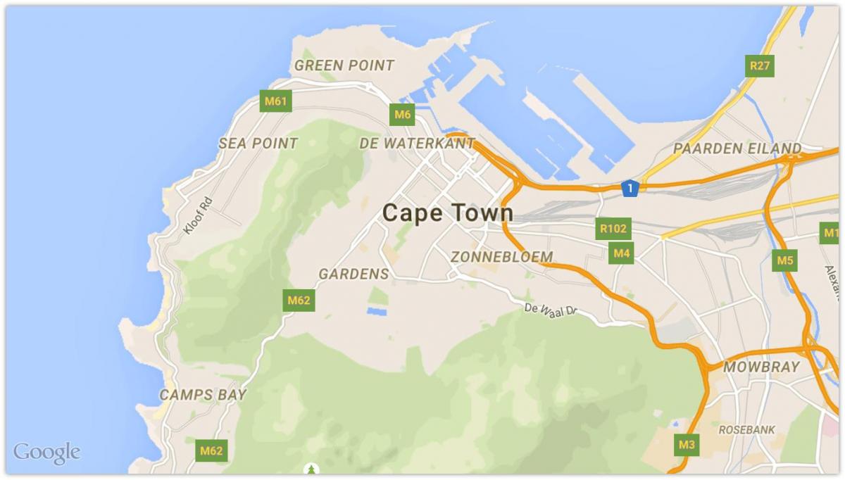 mapa de waterkant Cape Town