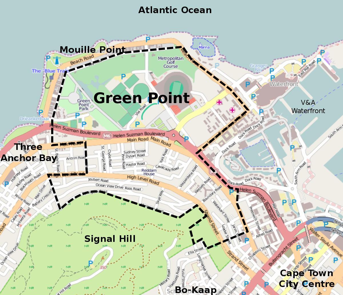 puntu berdea Cape Town mapa