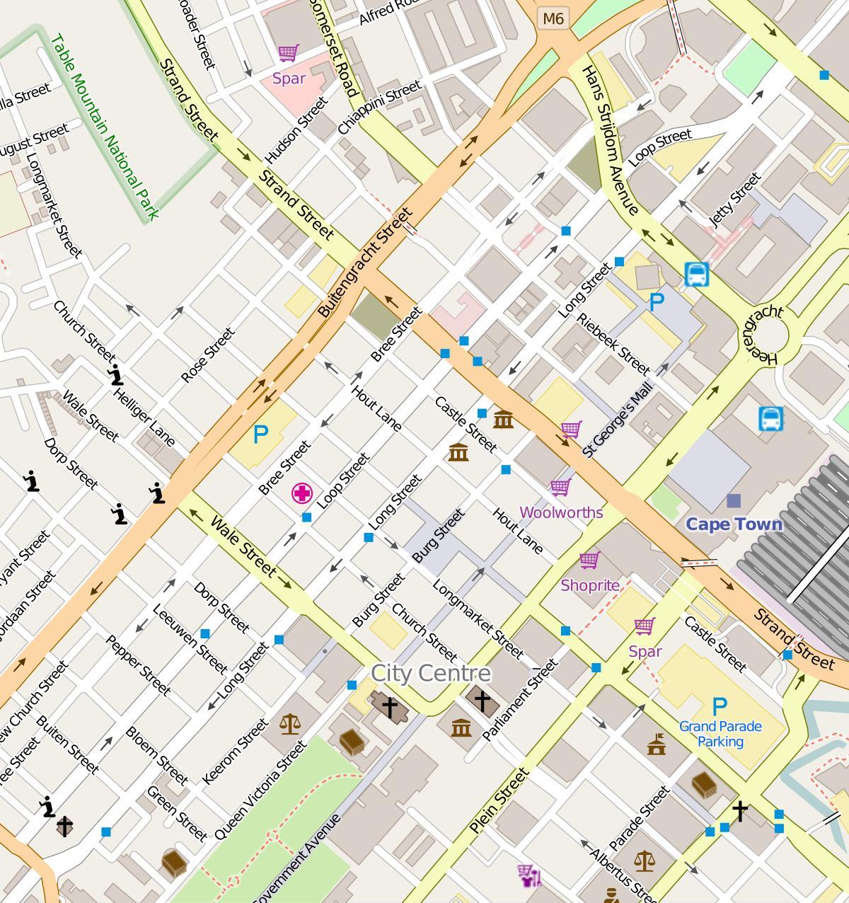 mapa luze kalean Cape Town