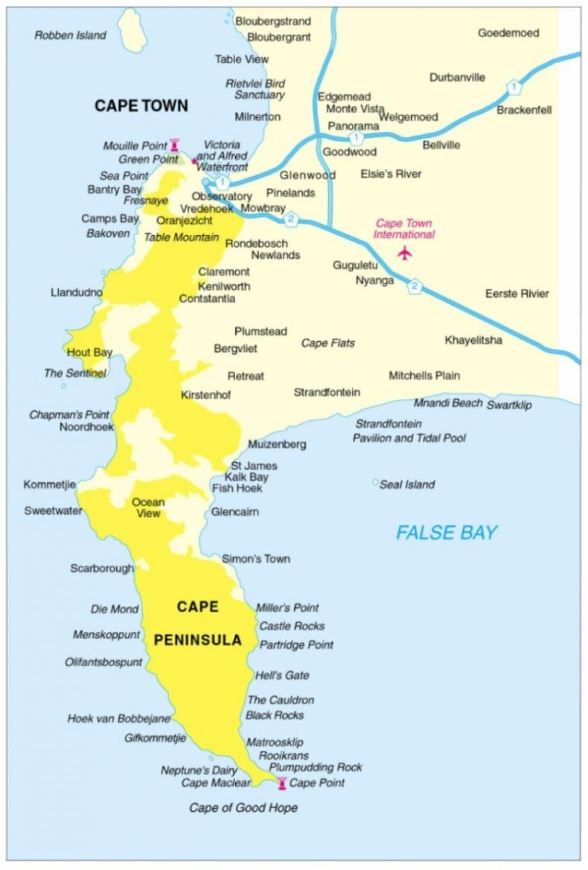 mapa cape penintsulan Hego Afrikan