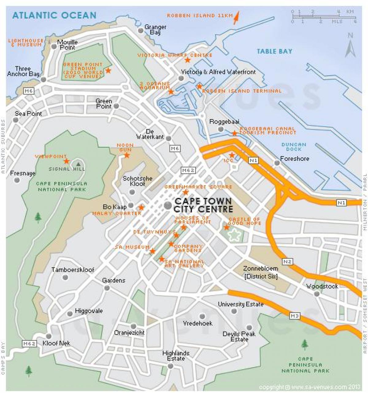 mapa mendean hiria Cape Town