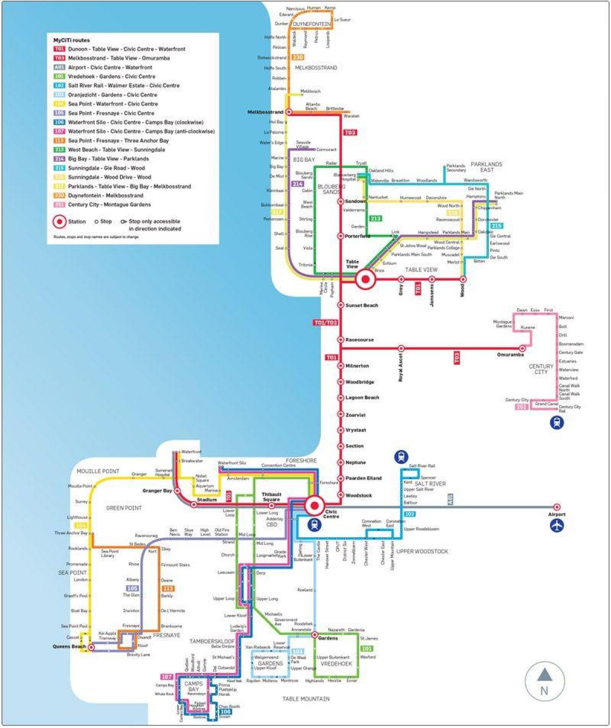 myciti autobus ibilbidea mapa