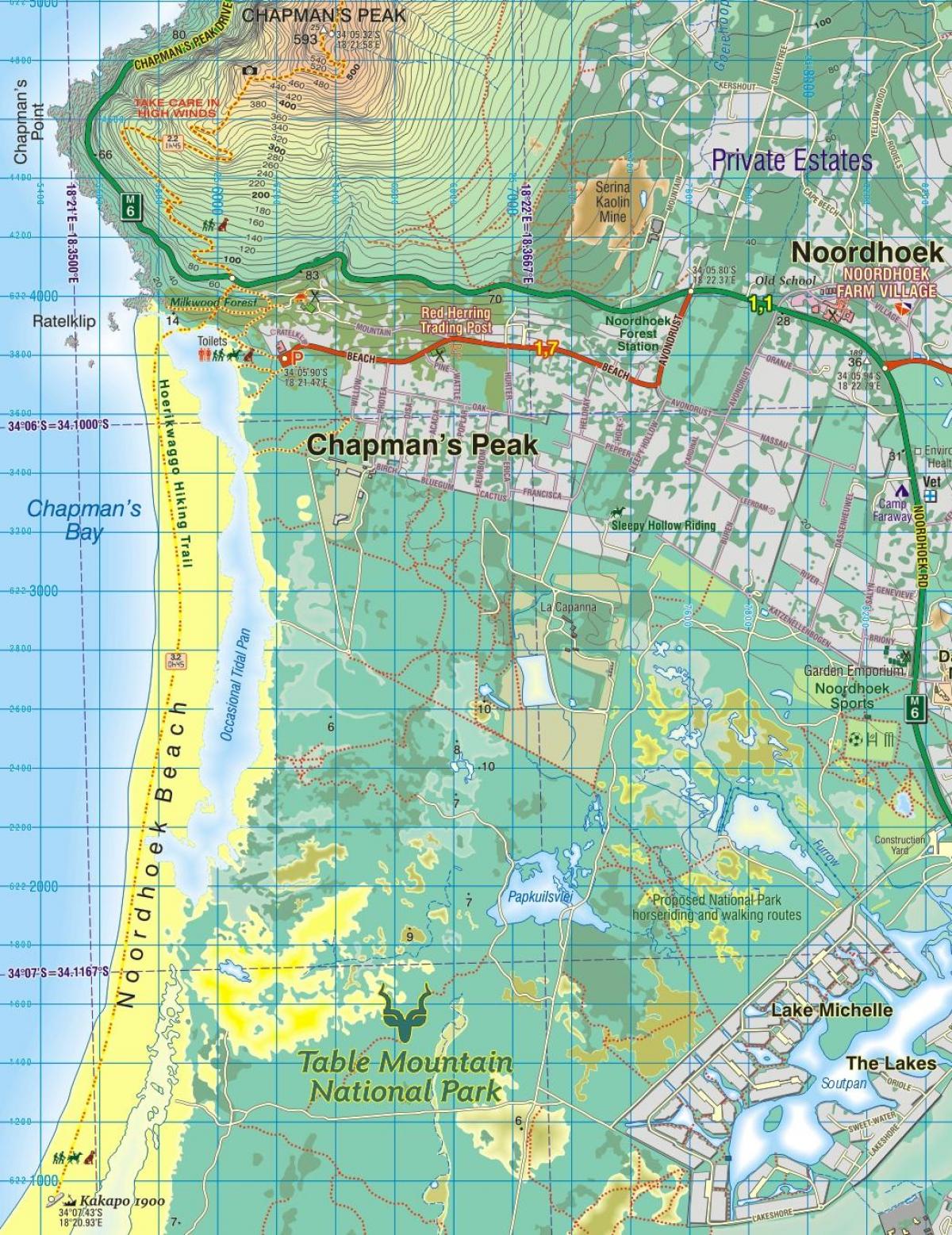 mapa noordhoek Cape Town