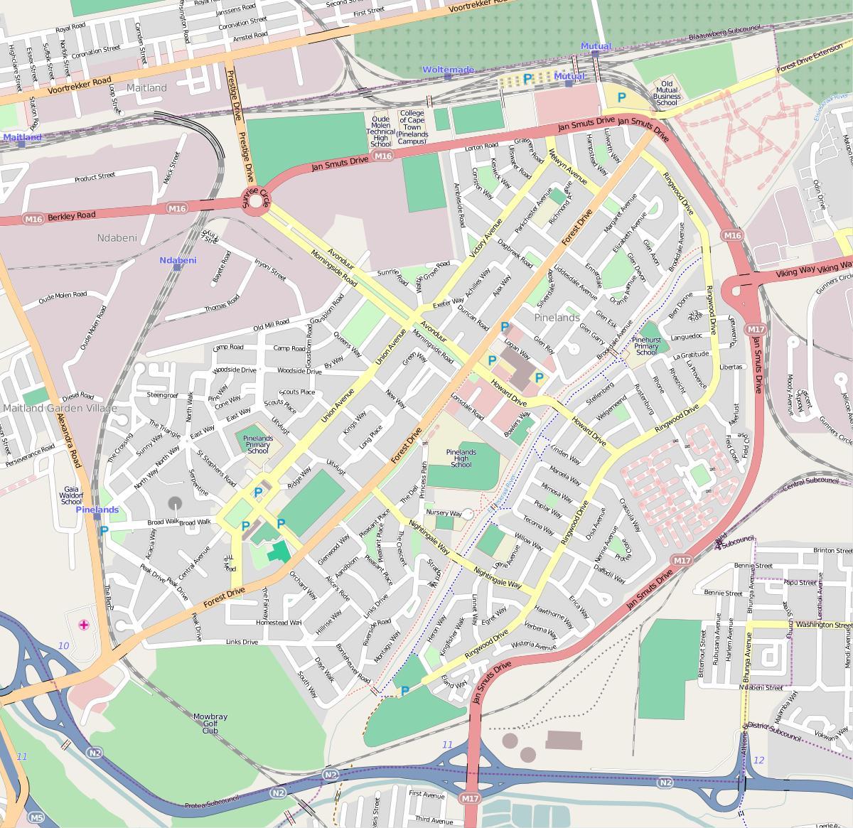 mapa pinelands Cape Town