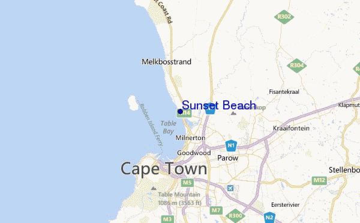 mapa sunset beach Cape Town