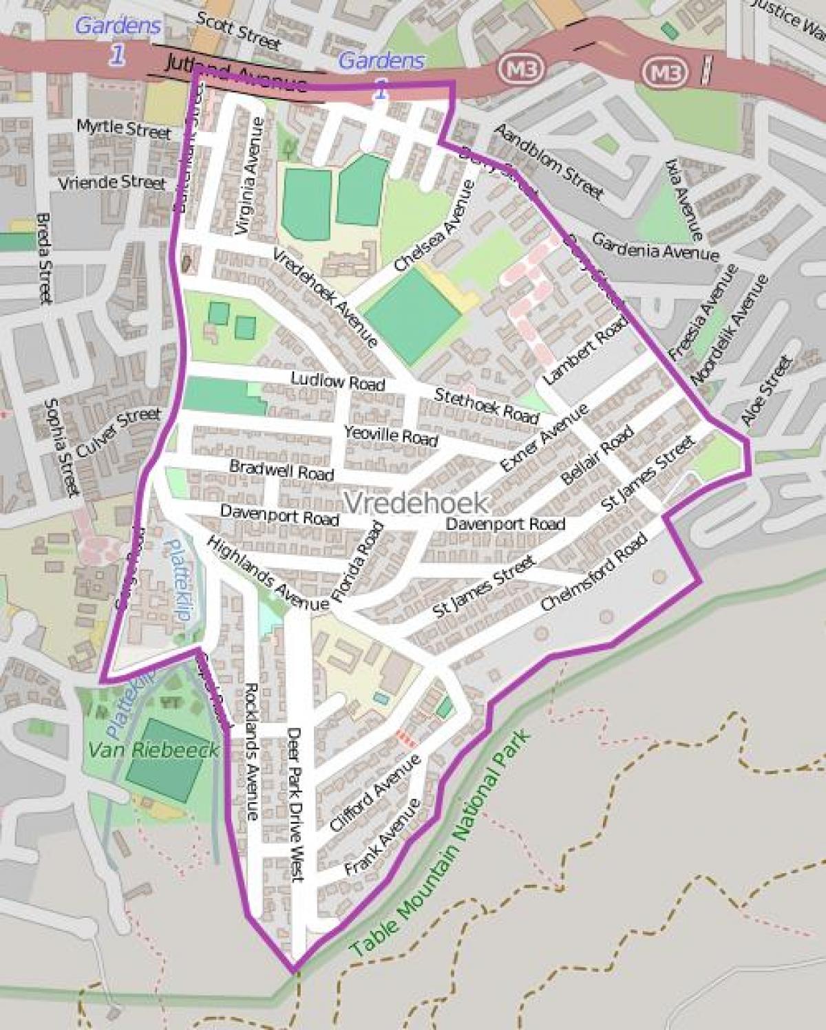 mapa vredehoek Cape Town
