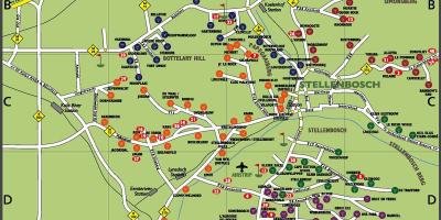 Mapa ardoaren ibilbidea errepide mapa Cape Town