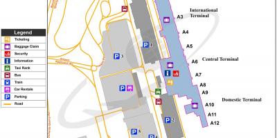 Cape Town nazioarteko aireportuko terminal mapa