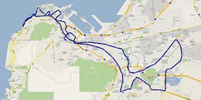 Mapa Cape Town maratoia ibilbidea 