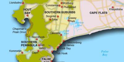 Mapa iparraldeko auzo Cape Town