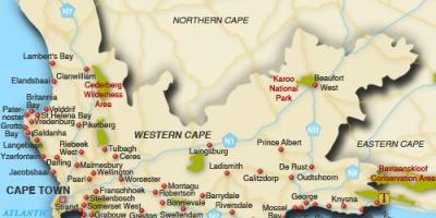 Western cape hondartzak mapa
